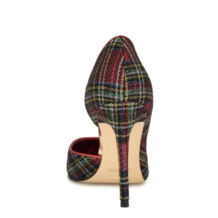 Folowe D039Orsay Pointy Toe Pumps Red Plaid Women Nine West Heels Folowe D039Orsay Pointy Toe Pumps Red Plaid Women Nine West Heels
