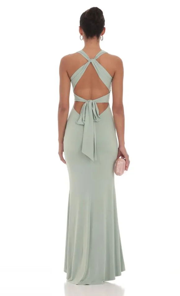 Front Twist VNeck Maxi Dress Sage Women LUCY IN THE SKY Maxi Dresses