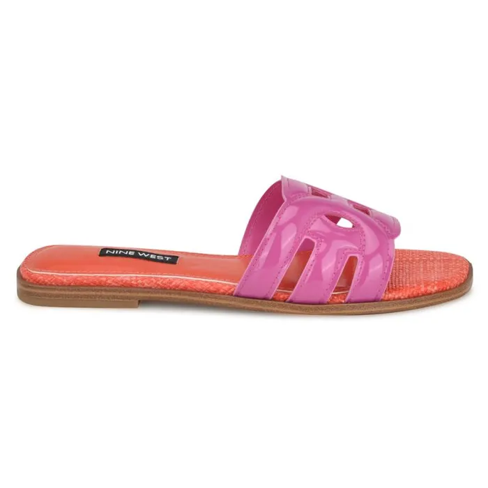Geena Flat Slide Sandals Pinkorange Women Nine West Sandals