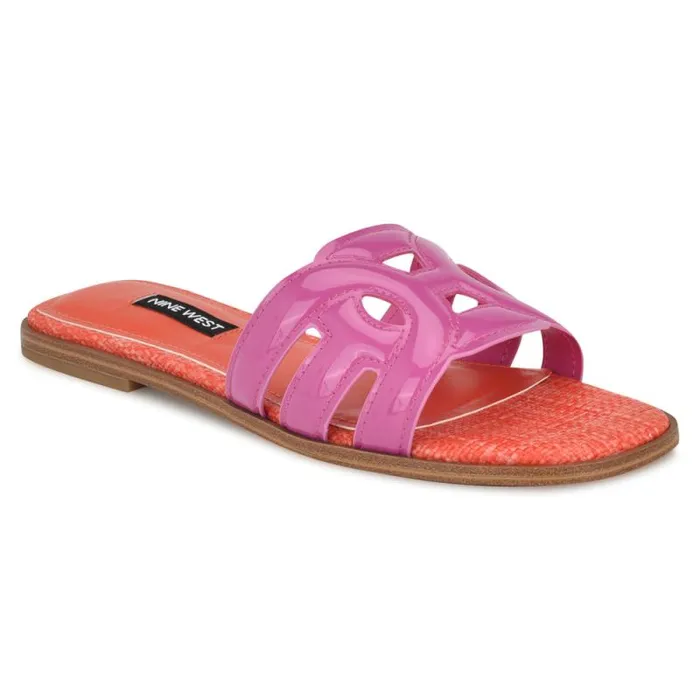 Geena Flat Slide Sandals Pinkorange Women Nine West Sandals Geena Flat Slide Sandals Pinkorange Women Nine West Sandals