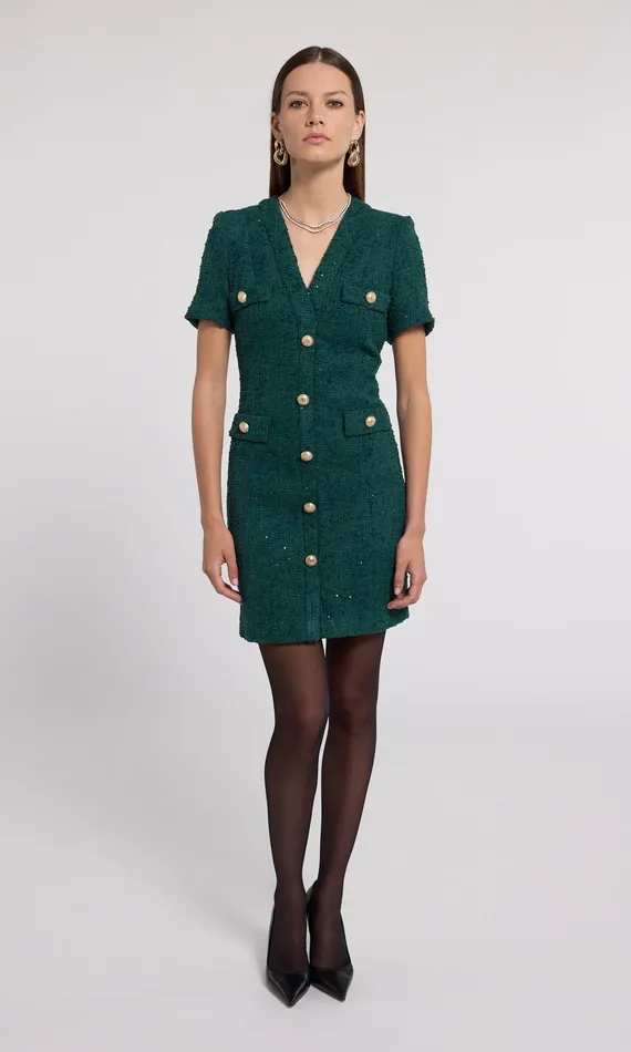 Generation Love Clothing Dresses Anne Tweed Dress Forest 8211 Women