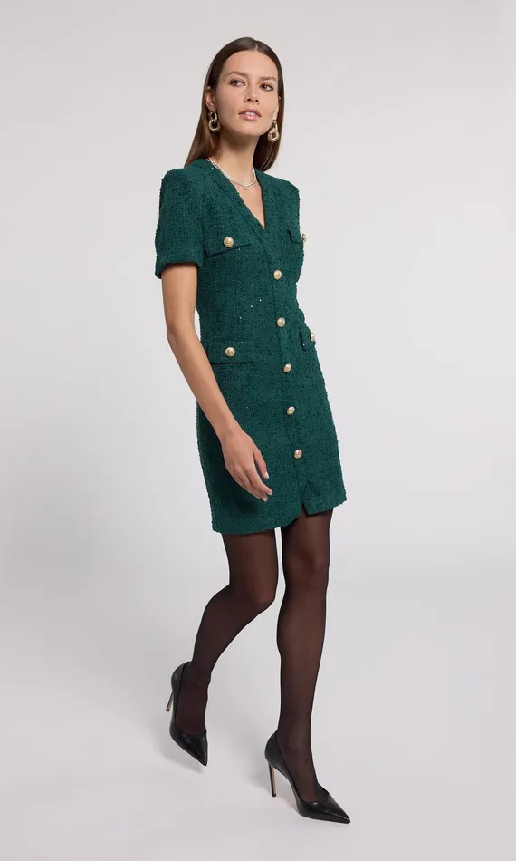 Generation Love Clothing Dresses Anne Tweed Dress Forest 8211 Women