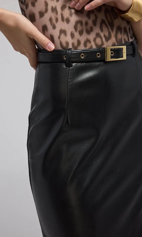 Generation Love Clothing Skirts Kiva Vegan Leather Midi Skirt Black 8211 Women