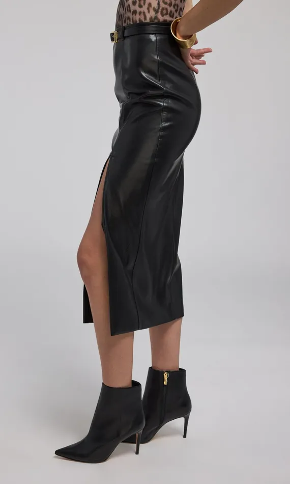 Generation Love Clothing Skirts Kiva Vegan Leather Midi Skirt Black 8211 Women
