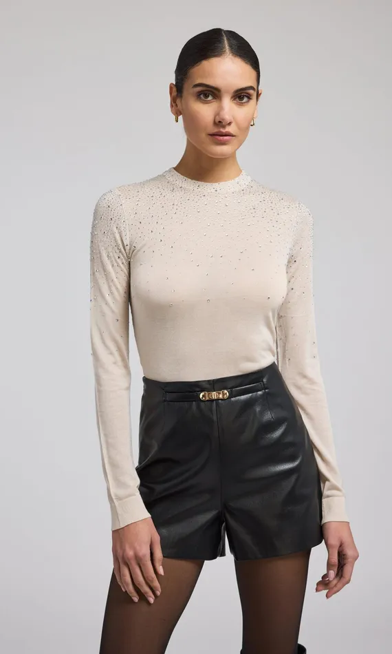 Generation Love Clothing Sweaters and Sweatshirts Elsie Crystal Top Beige 8211 Women