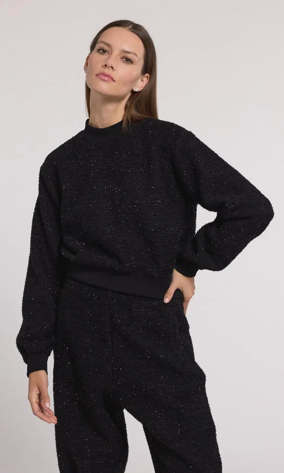 Generation Love Clothing Sweaters and Sweatshirts Julie Tweed Sweatshirt Black 8211 Women