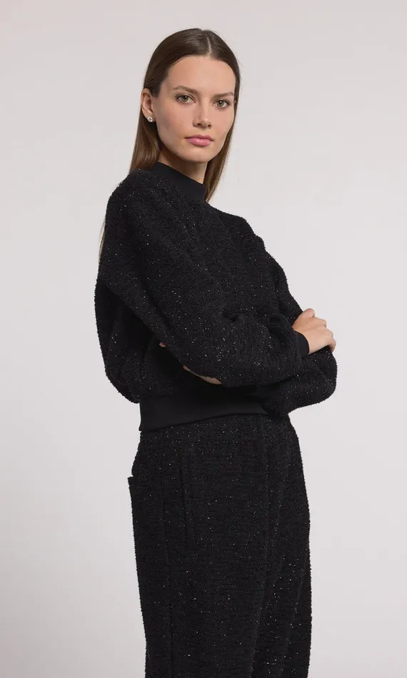 Generation Love Clothing Sweaters and Sweatshirts Julie Tweed Sweatshirt Black 8211 Women