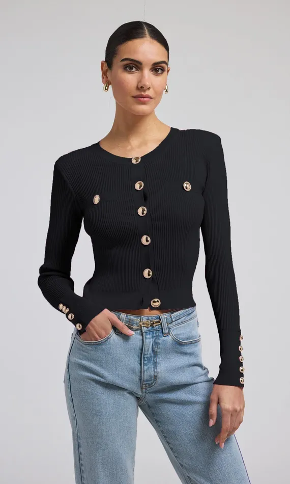 Generation Love Clothing Sweaters and Sweatshirts Pennie Rib Cardigan Black 8211 Women