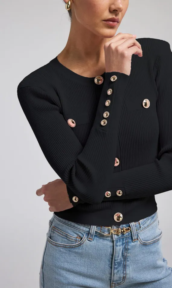 Generation Love Clothing Sweaters and Sweatshirts Pennie Rib Cardigan Black 8211 Women