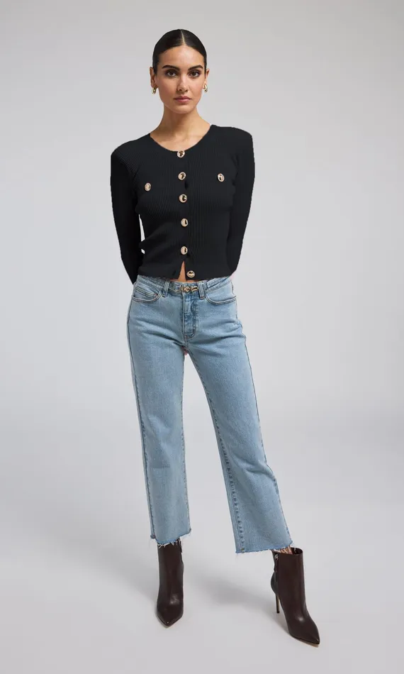 Generation Love Clothing Sweaters and Sweatshirts Pennie Rib Cardigan Black 8211 Women