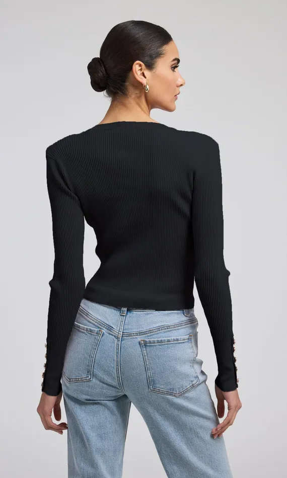 Generation Love Clothing Sweaters and Sweatshirts Pennie Rib Cardigan Black 8211 Women