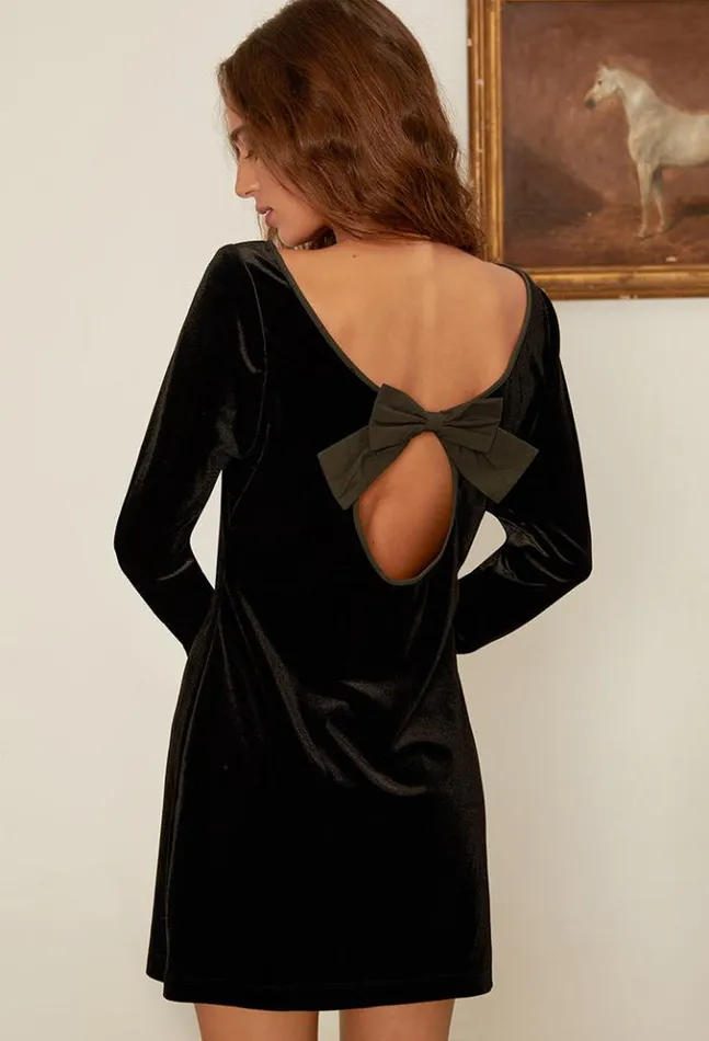 Genevieve Velvet Mini Dress With Bow Women Ciao Lucia Black Dresses