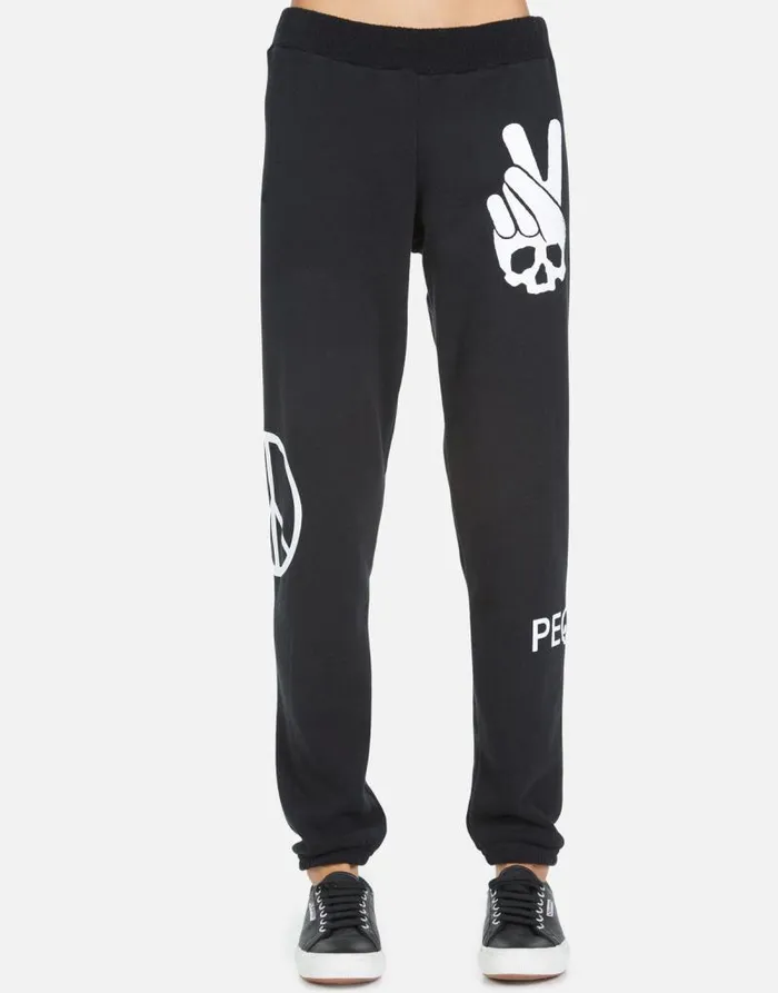 Gia Skull Peace Hand Black Women Lauren Moshi Long Sweatpants