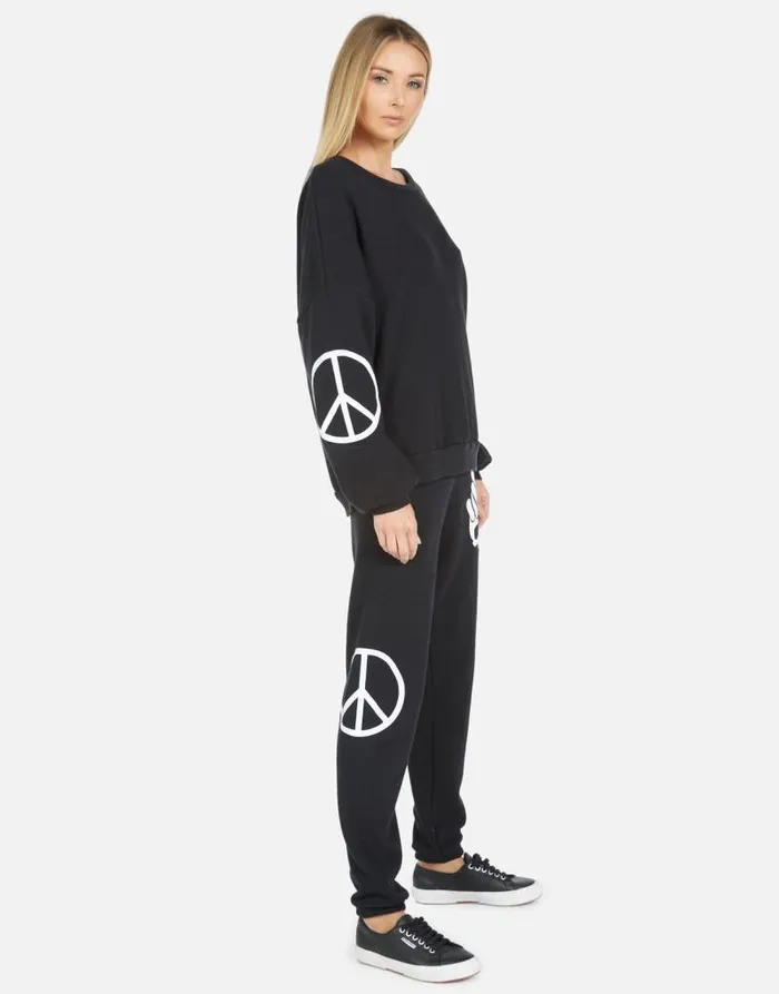 Gia Skull Peace Hand Black Women Lauren Moshi Long Sweatpants