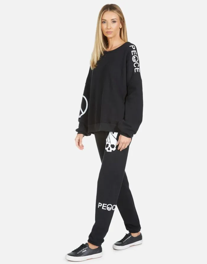 Gia Skull Peace Hand Black Women Lauren Moshi Long Sweatpants