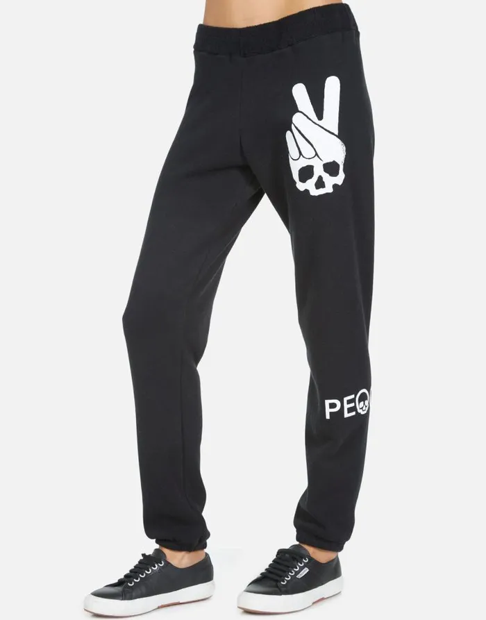 Gia Skull Peace Hand Black Women Lauren Moshi Long Sweatpants