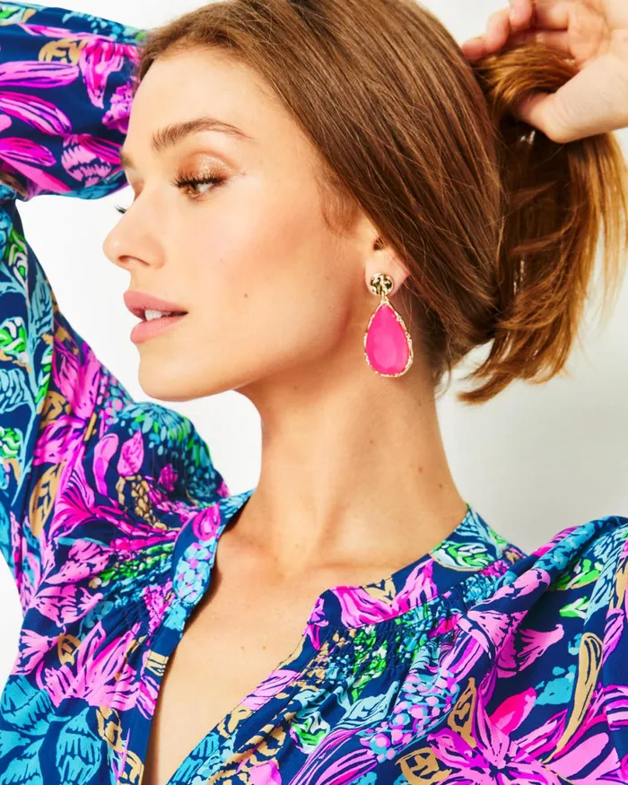 Gifts For Mom Home and GiftsWomen Lilly Pulitzer Moonlight Earrings Pink Palms