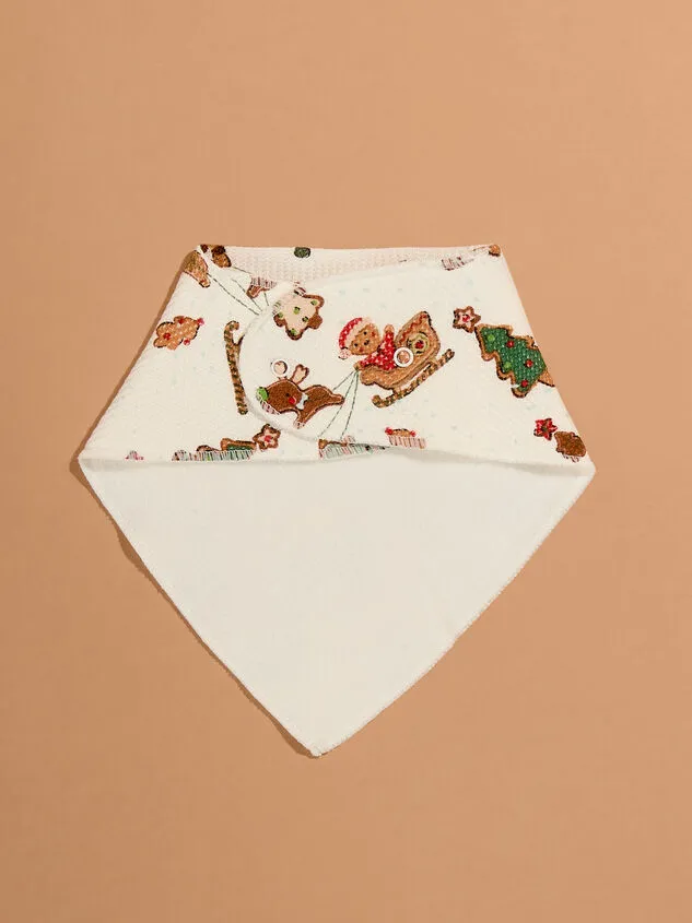 Gingerbread Waffle Knit Bandana Bib Beige GirlBoy Altar039d State Snacktime
