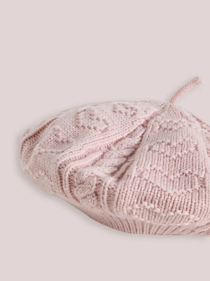 Girls Accessories Cyrillus Cable Knit Beret Rose Lotus