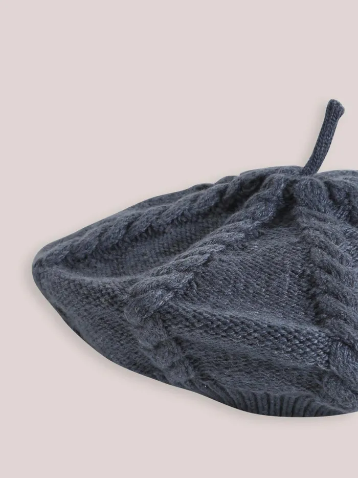 Girls Accessories Cyrillus Cable Knit Rws Wool Beret Orage