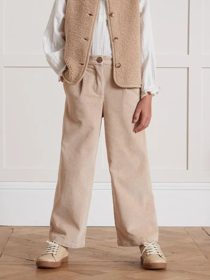 Girls Clothing Cyrillus Flared Velour Trousers
