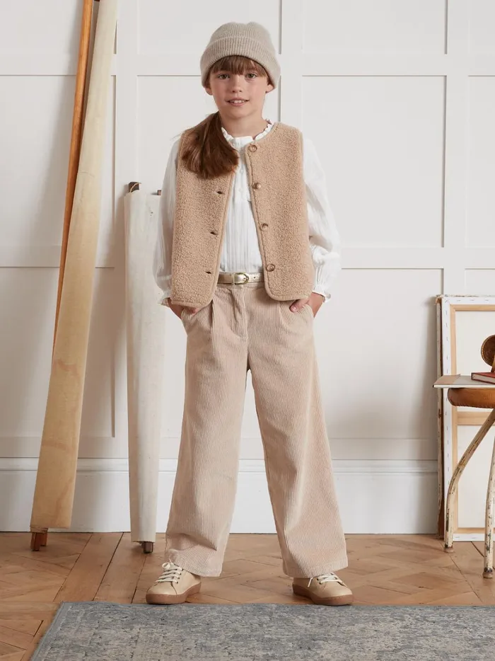 Girls Clothing Cyrillus Flared Velour Trousers