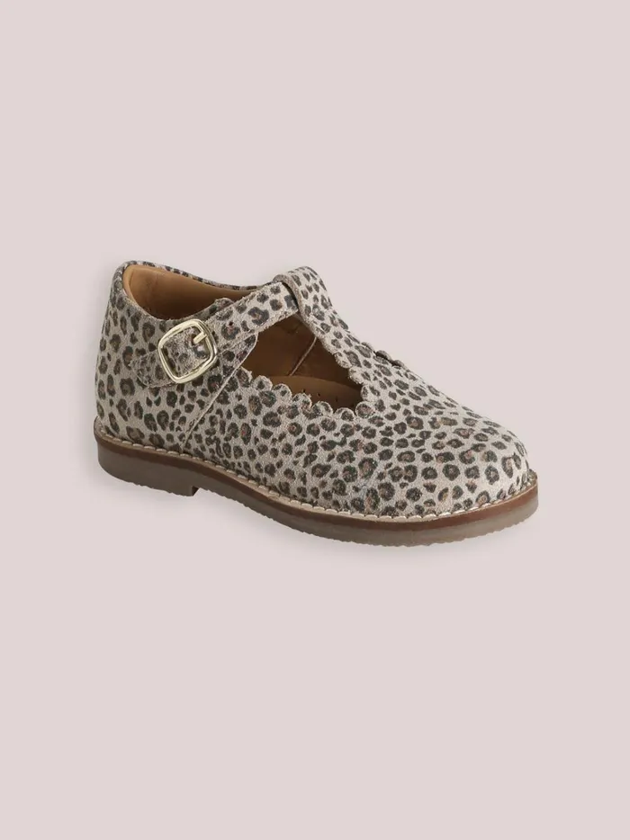 Girls Shoes Cyrillus Leather Leopard Motif TStrap Shoes Peau De Bete