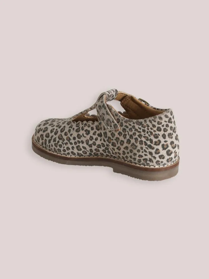 Girls Shoes Cyrillus Leather Leopard Motif TStrap Shoes Peau De Bete