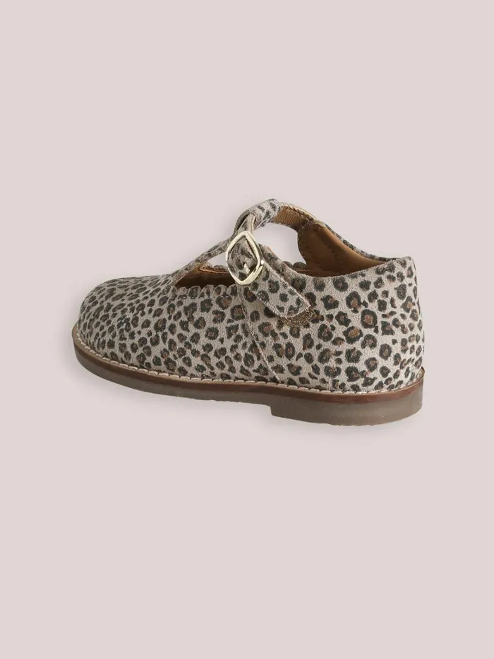 Girls Shoes Cyrillus Leather Leopard Motif TStrap Shoes Peau De Bete