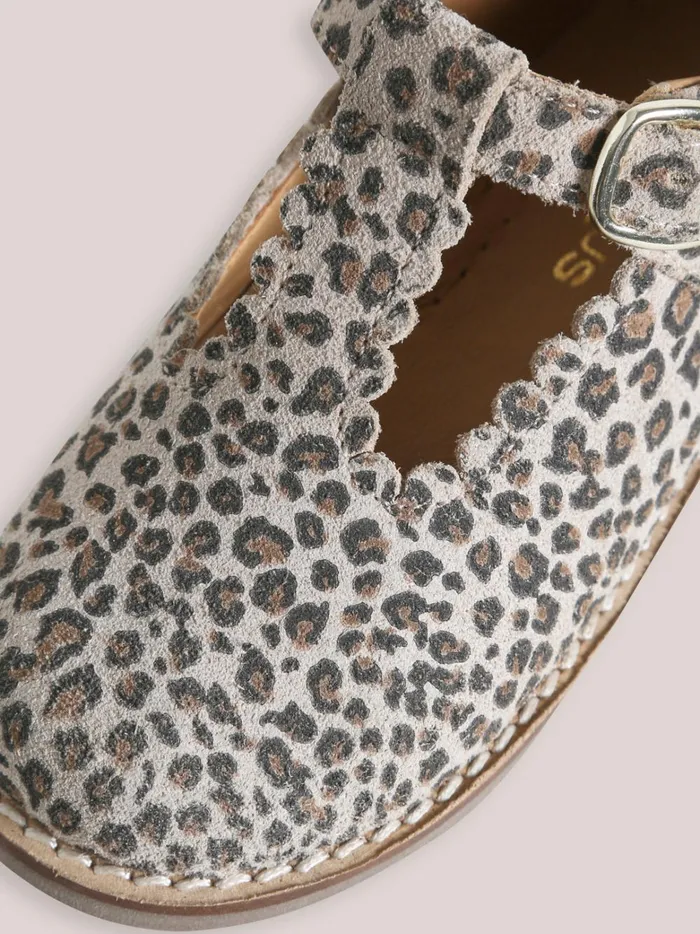 Girls Shoes Cyrillus Leather Leopard Motif TStrap Shoes Peau De Bete