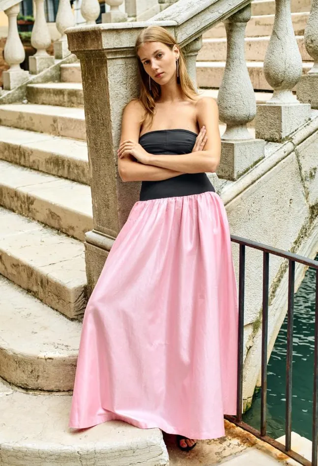Giselle Pink Taffeta Maxi Dress Women Ciao Lucia Long Dresses