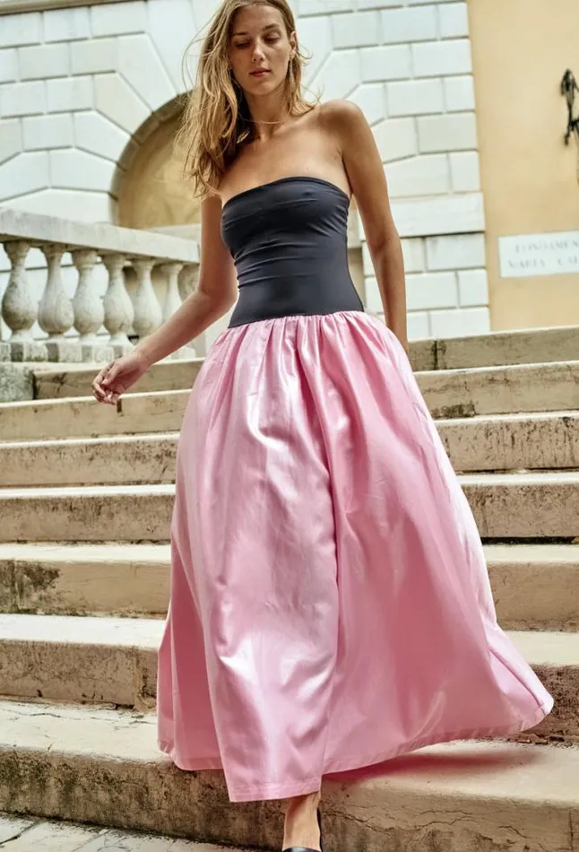 Giselle Pink Taffeta Maxi Dress Women Ciao Lucia Long Dresses