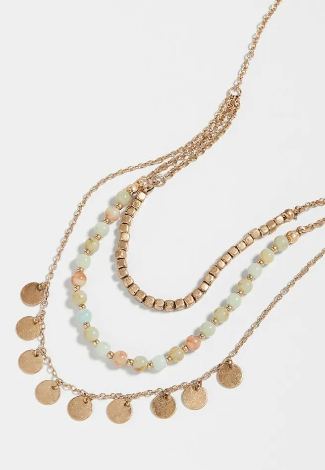 Gold Green Beaded Drape Necklace Women Maurices Jewelry