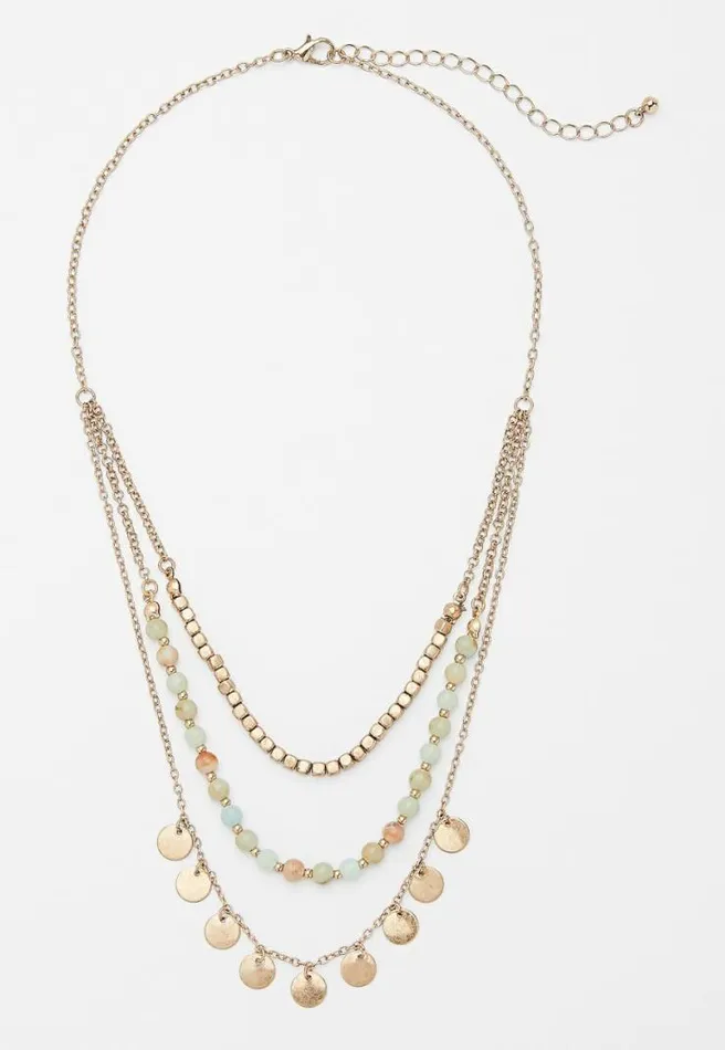 Gold Green Beaded Drape Necklace Women Maurices Jewelry