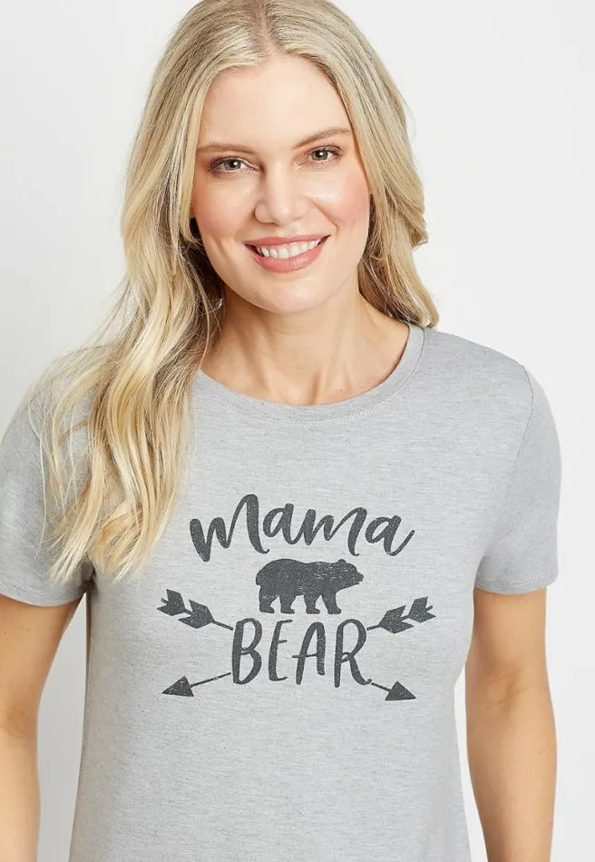 Gray Mama Bear Graphic Tee Women Maurices Tops