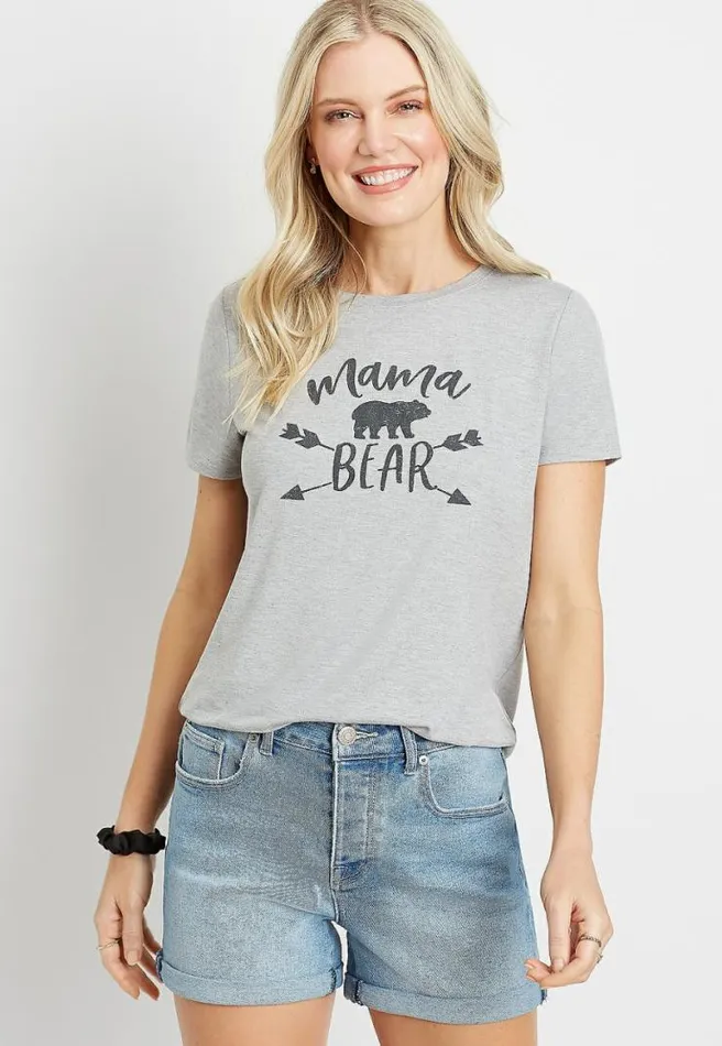 Gray Mama Bear Graphic Tee Women Maurices Tops