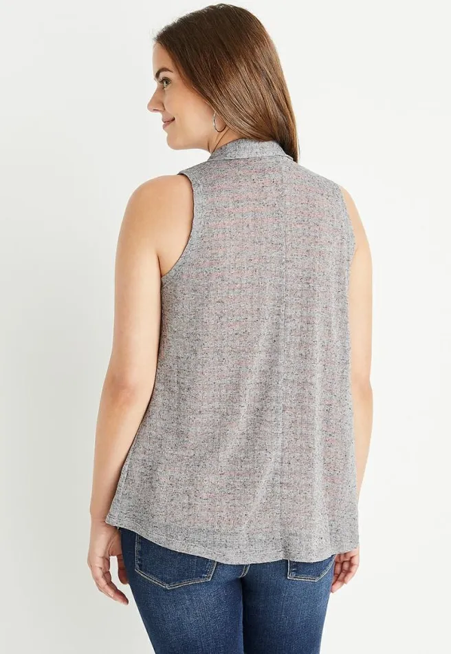 Gray Pocket Duster Vest Women Maurices Tops