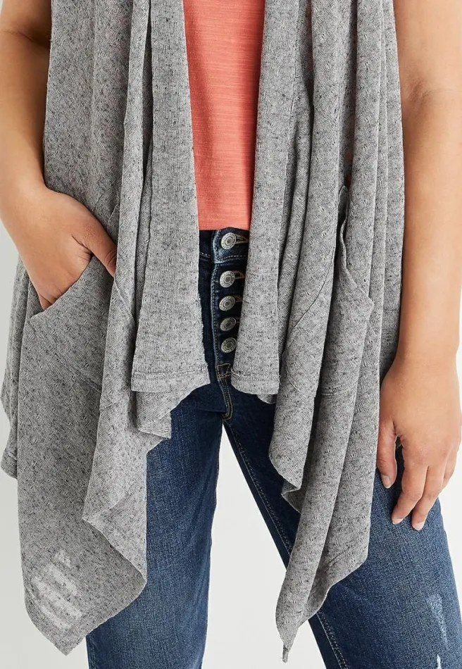 Gray Pocket Duster Vest Women Maurices Tops