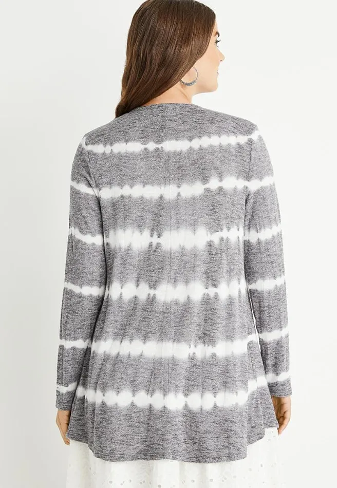 Gray Tie Dye Striped Cardigan Women Maurices Tops