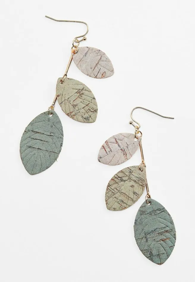 Green Layered Leaves Drop Earrings Women Maurices Jewelry