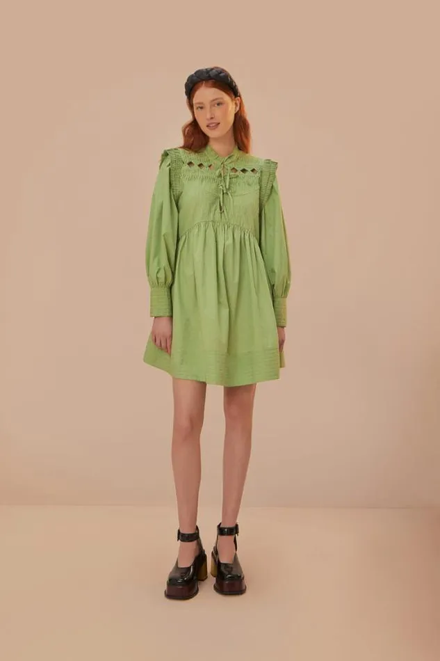 Green Open Yoke Mini Dress Women FARM Rio Mini Dresses