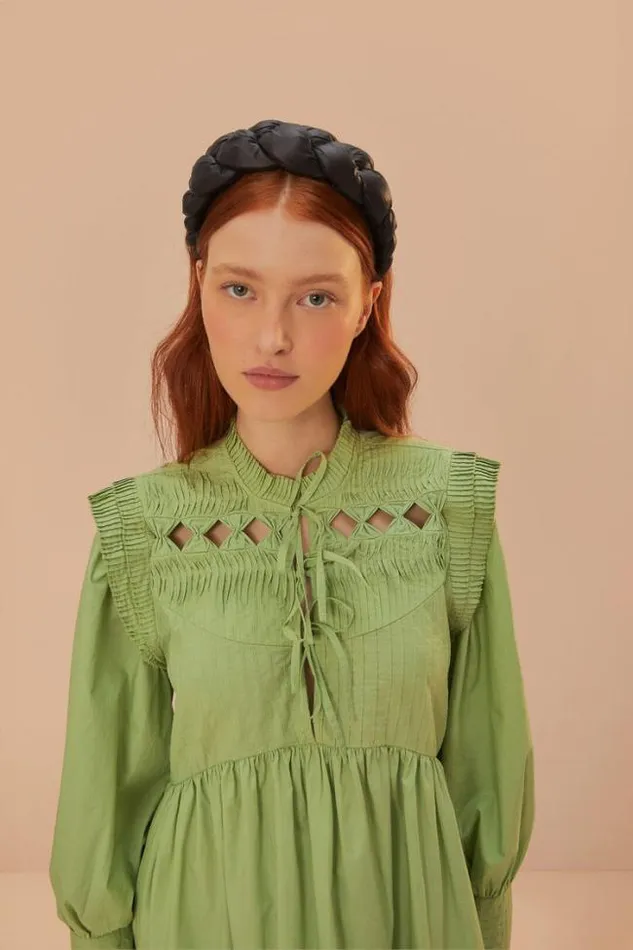 Green Open Yoke Mini Dress Women FARM Rio Mini Dresses