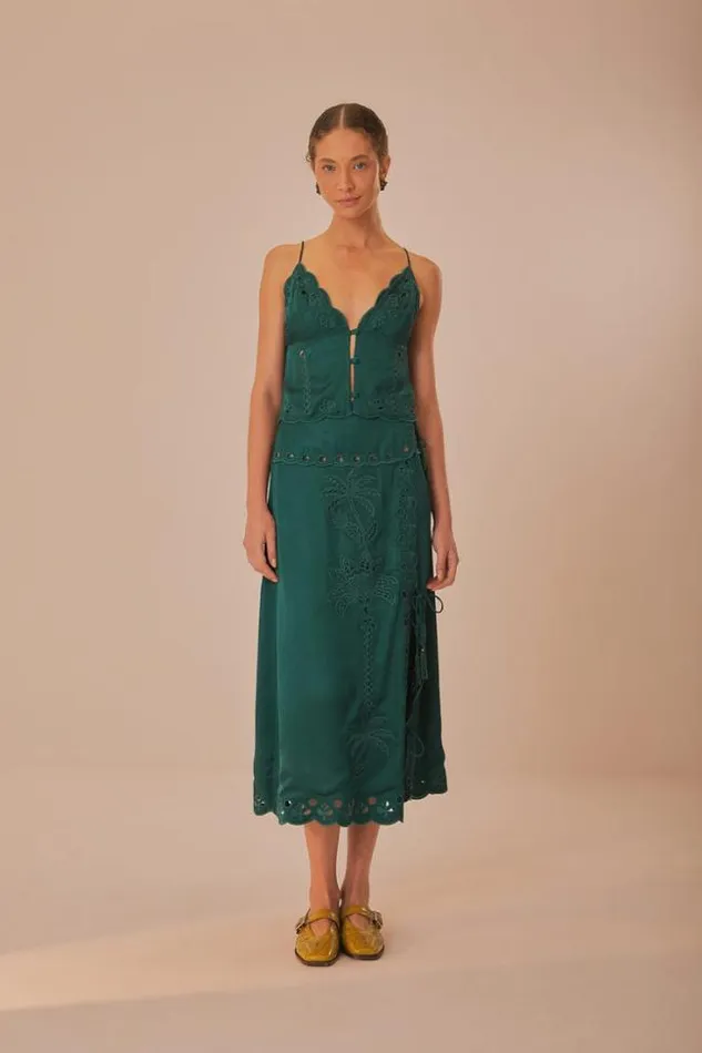 Green Richelieu Sleeveless Blouse Women FARM Rio Blouses