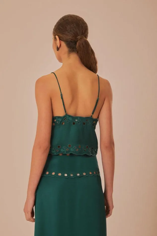 Green Richelieu Sleeveless Blouse Women FARM Rio Blouses