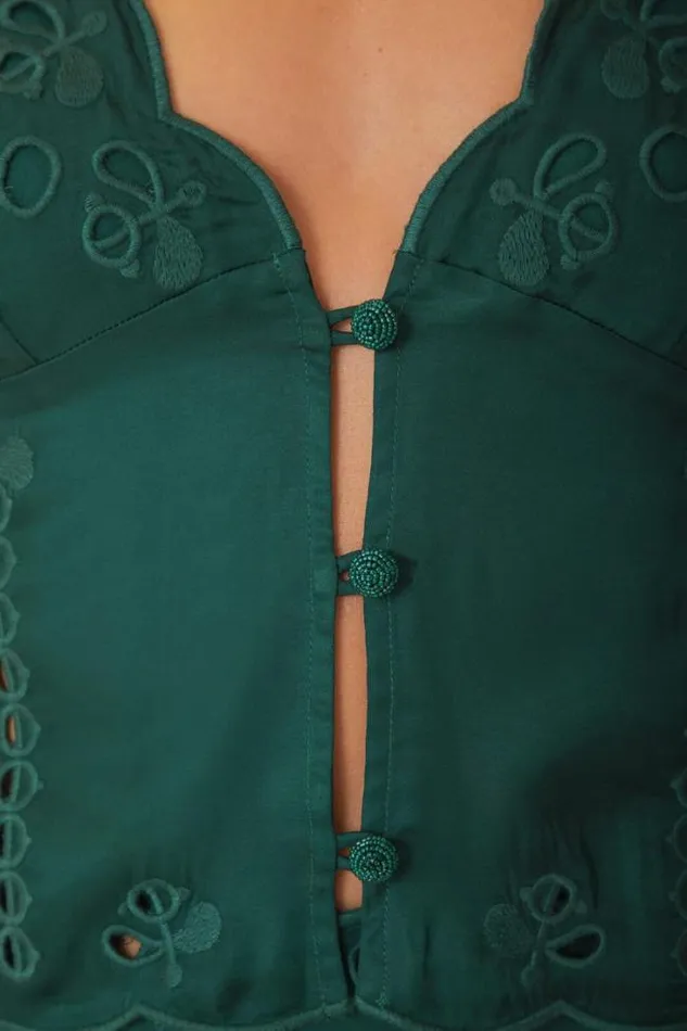 Green Richelieu Sleeveless Blouse Women FARM Rio Blouses