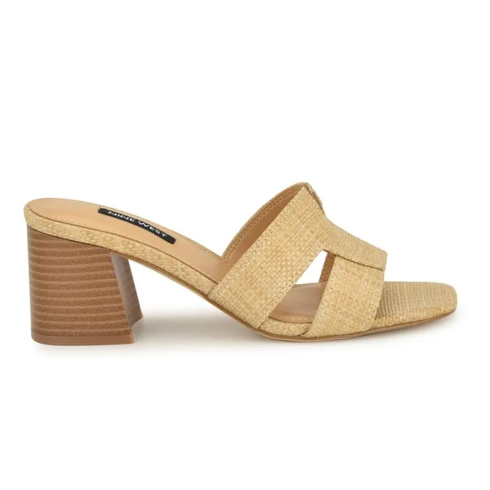 Griselda Block Heel Sandals Light Natural Raffia Women Nine West Sandals