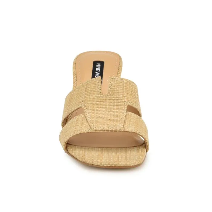 Griselda Block Heel Sandals Light Natural Raffia Women Nine West Sandals