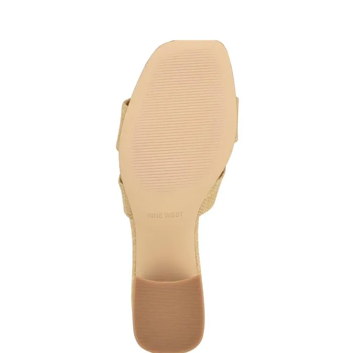 Griselda Block Heel Sandals Light Natural Raffia Women Nine West Sandals