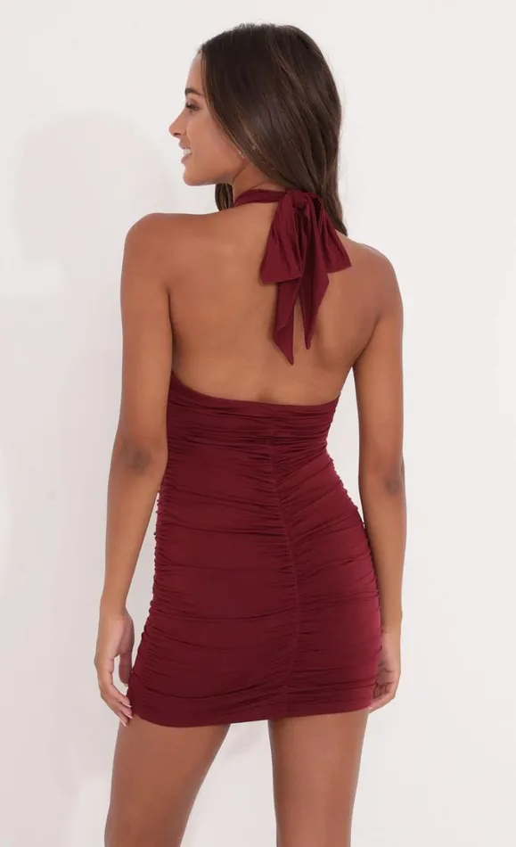 Halter Dress Burgundy Women LUCY IN THE SKY Mini Dresses Halter Dress Burgundy Women LUCY IN THE SKY Mini Dresses