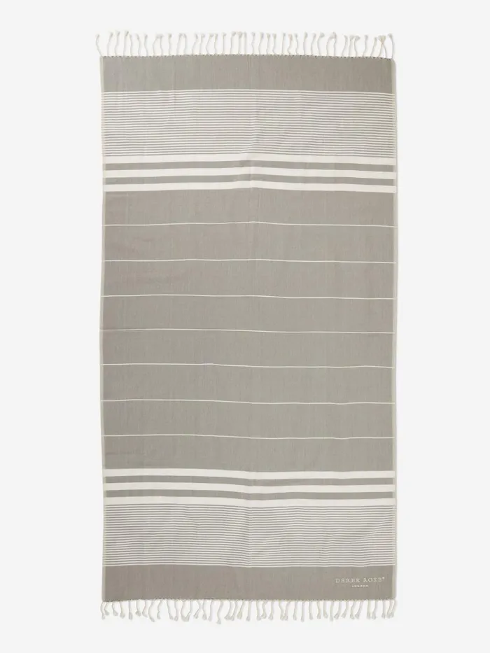 Hammam Towels MenWomen Derek Rose Hammam Towel Karinna Pure Cotton Silver